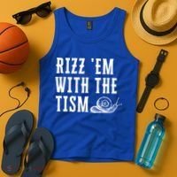 Rizz Em With The Tism Funny Autism Perfect Awareness Gift Tank Top thumb 4