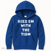 Rizz Em With The Tism Autism Funny Cute Gift Kids Hoodie thumb 0
