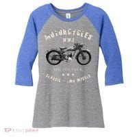 Royal Enfield Wdre Classic Motorcycle Ww2 Women's Tri-Blend 3/4-Sleeve Raglan Shirt thumb 0
