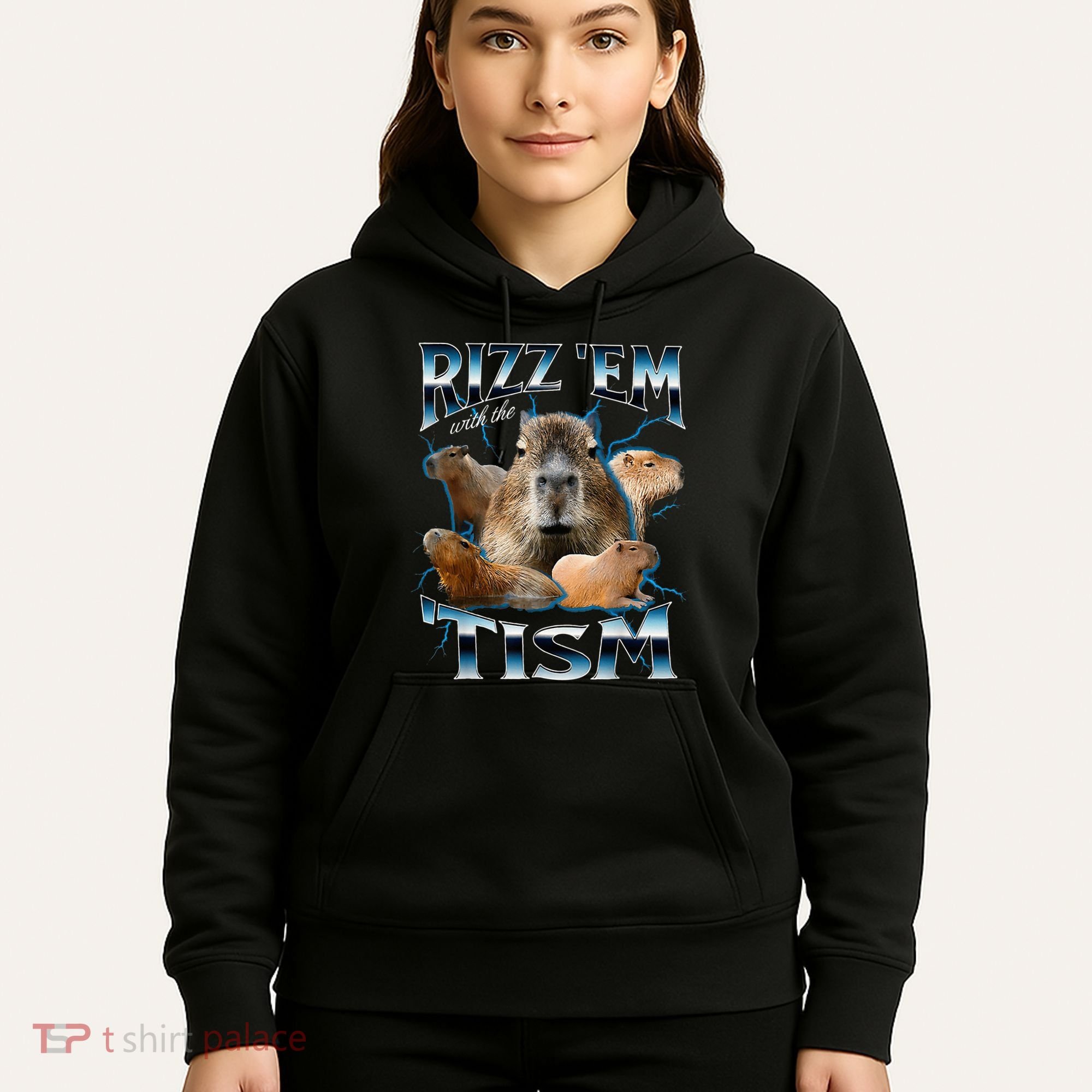Rizz Em With The Tism Capybara Funny Oddly Dank Hoodie