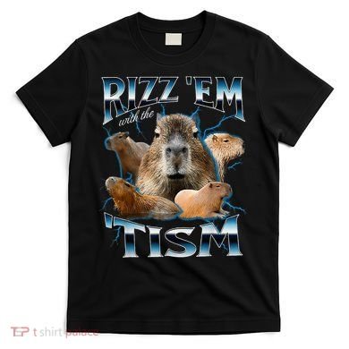 Rizz Em With The Tism Capybara Funny Oddly Dank T-Shirt