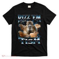Rizz Em With The Tism Capybara Funny Oddly Dank T-Shirt thumb 0