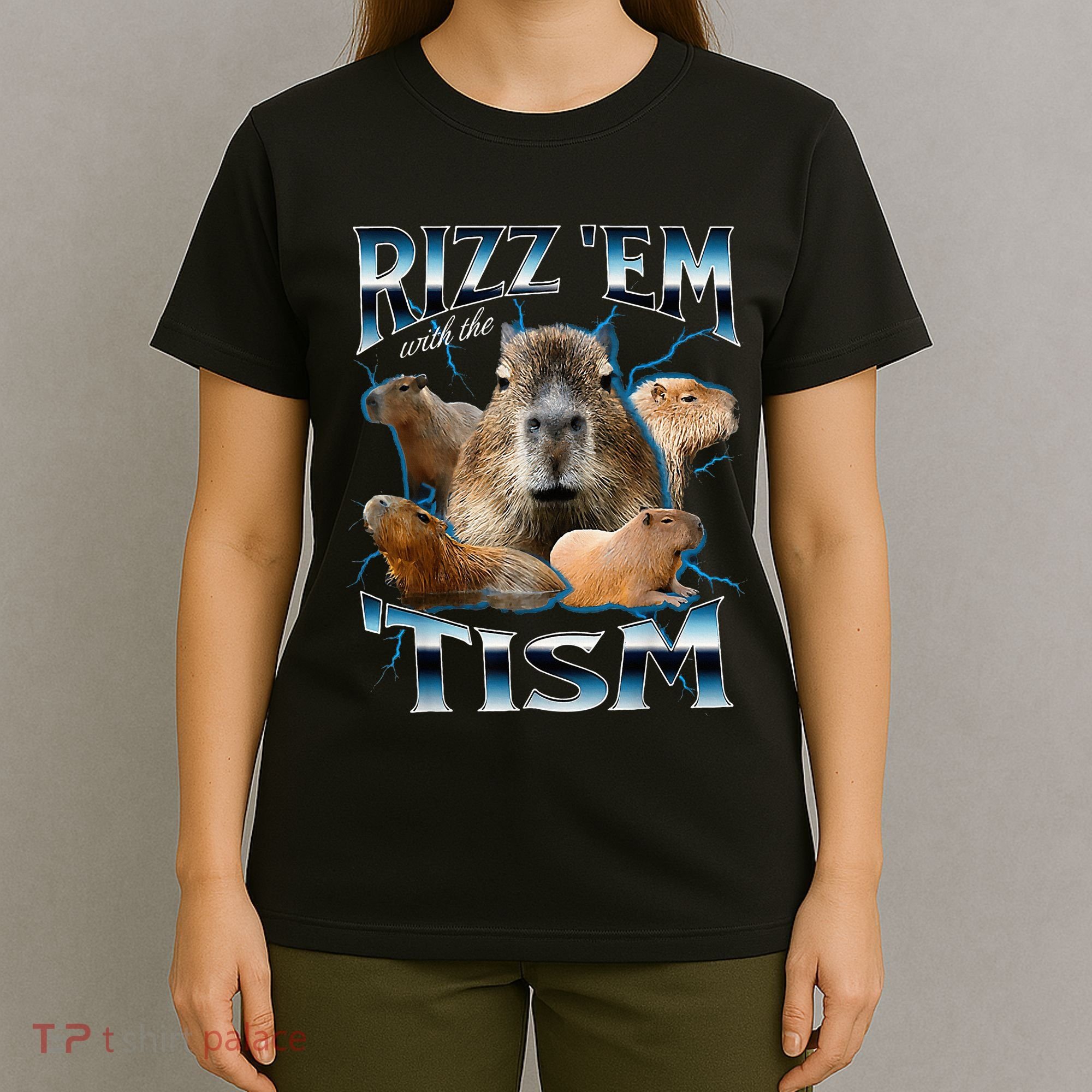 Rizz Em With The Tism Capybara Funny Oddly Dank T-Shirt
