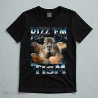 Rizz Em With The Tism Capybara Funny Oddly Dank T-Shirt thumb 5