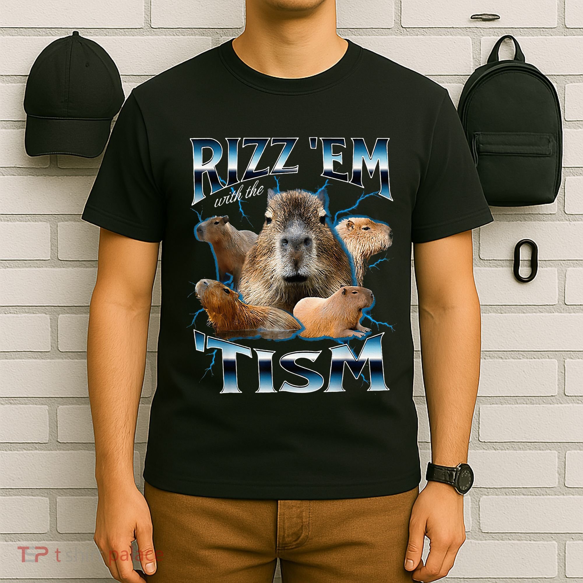 Rizz Em With The Tism Capybara Funny Oddly Dank T-Shirt