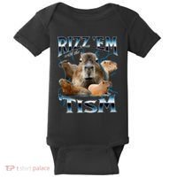 Rizz Em With The Tism Capybara Funny Oddly Dank Baby Bodysuit thumb 0