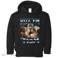 Rizz Em With The Tism Capybara Funny Oddly Dank Toddler Hoodie thumb 0