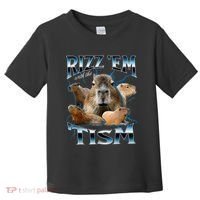 Rizz Em With The Tism Capybara Funny Oddly Dank Toddler T-Shirt thumb 0