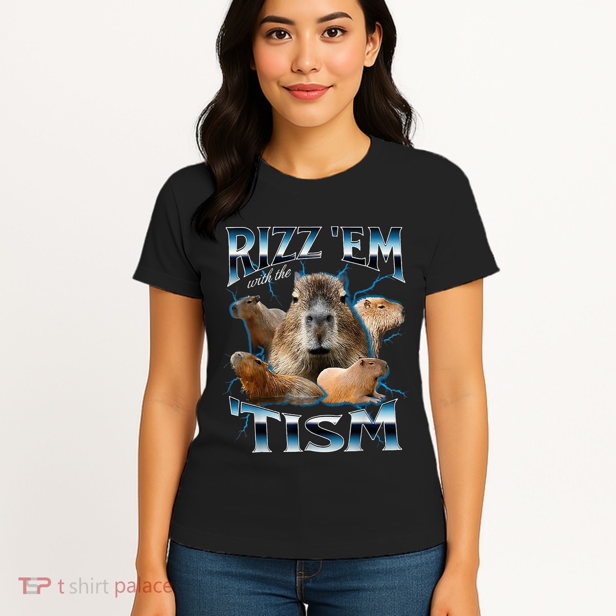 Rizz Em With The Tism Capybara Funny Oddly Dank Women's T-Shirt
