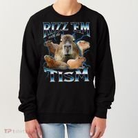 Rizz Em With The Tism Capybara Funny Oddly Dank Meme Women's Sweatshirt thumb 0