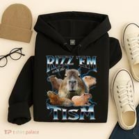 Rizz Em With The Tism Capybara Funny Oddly Dank Meme Hoodie thumb 4