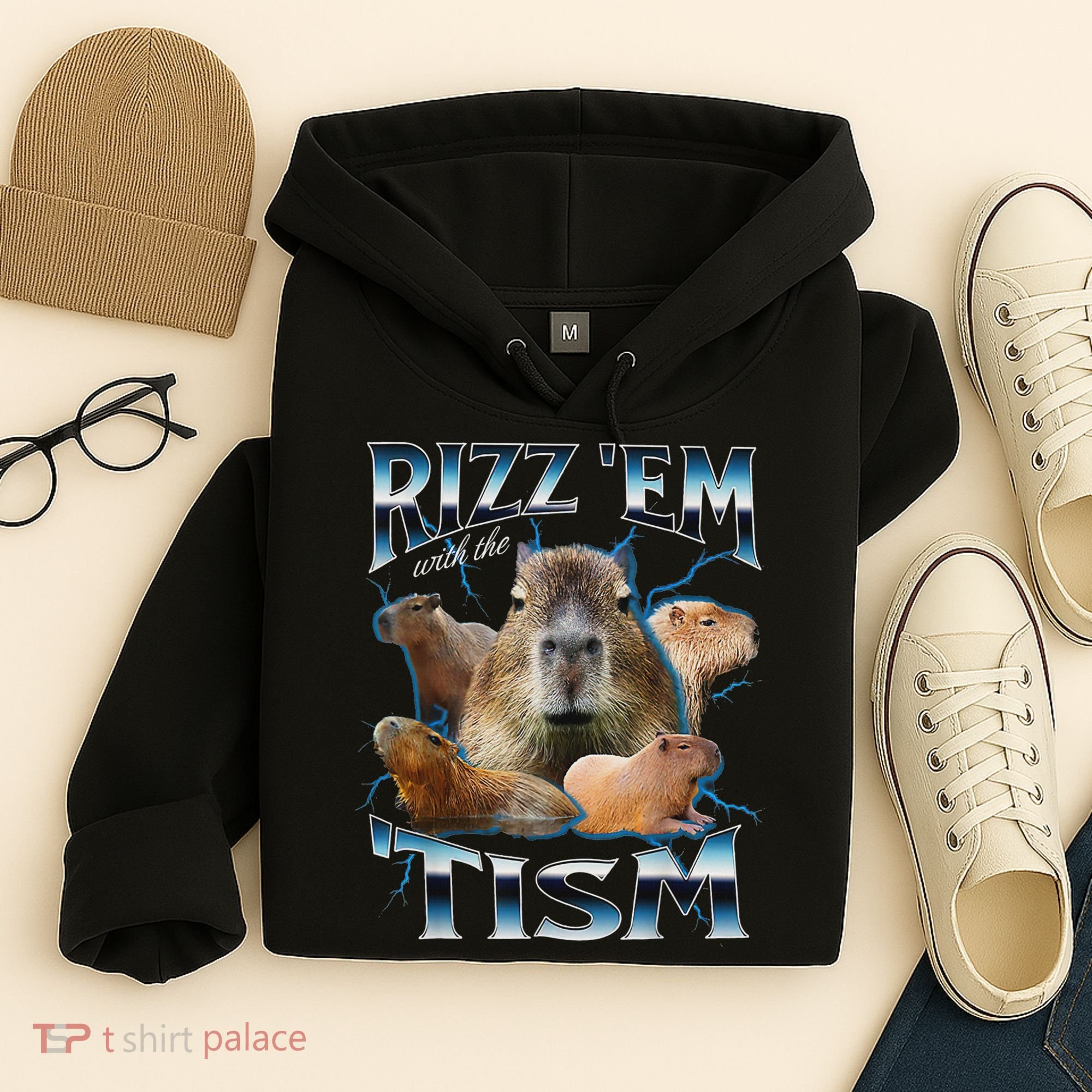 Rizz Em With The Tism Capybara Funny Oddly Dank Meme Hoodie