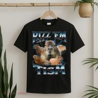 Rizz Em With The Tism Capybara Funny Oddly Dank Meme T-Shirt thumb 2