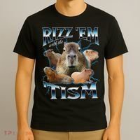 Rizz Em With The Tism Capybara Funny Oddly Dank Meme T-Shirt thumb 3