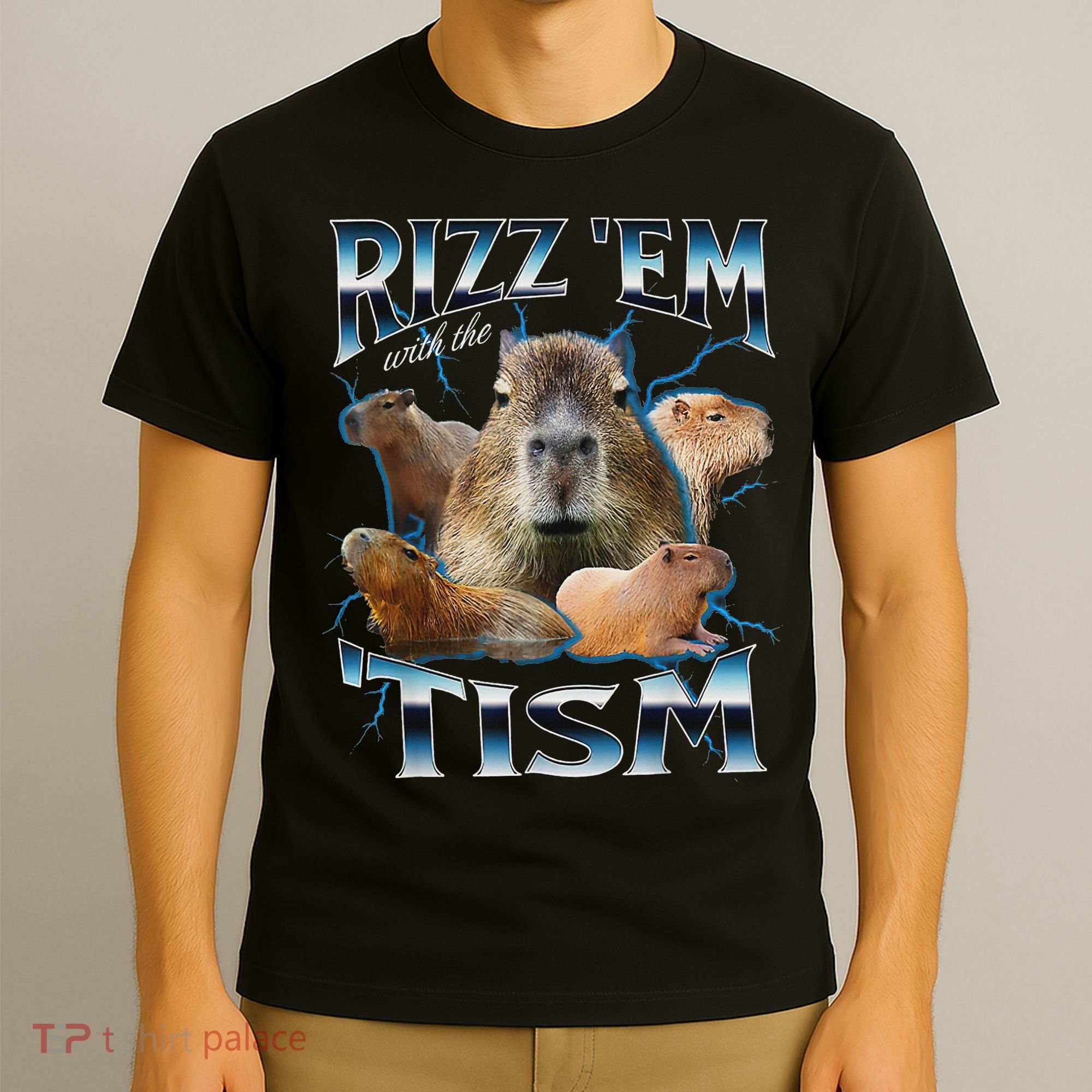 Rizz Em With The Tism Capybara Funny Oddly Dank Meme T-Shirt