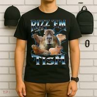 Rizz Em With The Tism Capybara Funny Oddly Dank Meme T-Shirt thumb 6