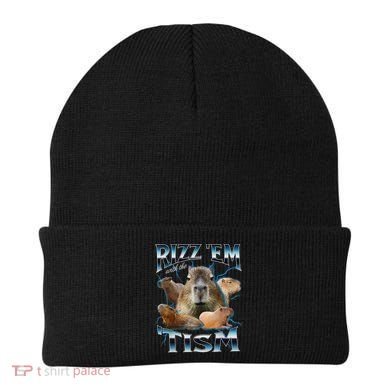 Rizz Em With The Tism Capybara Funny Oddly Dank Meme Beanie
