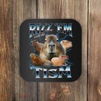 Rizz Em With The Tism Capybara Funny Oddly Dank Meme Coaster thumb 0