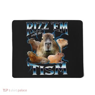 Rizz Em With The Tism Capybara Funny Oddly Dank Meme Mousepad