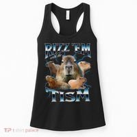 Rizz Em With The Tism Capybara Funny Oddly Dank Meme Women's Tank Top thumb 0