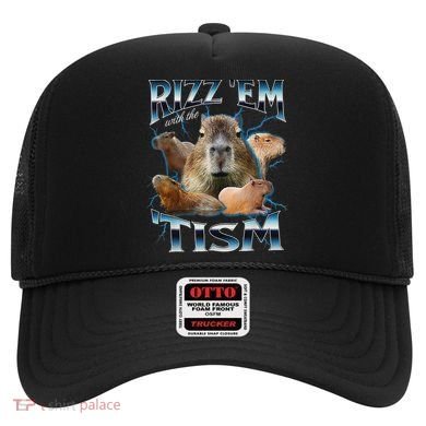Rizz Em With The Tism Capybara Funny Oddly Dank Meme Hat