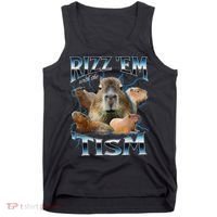 Rizz Em With The Tism Capybara Funny Oddly Dank Meme Tank Top thumb 0