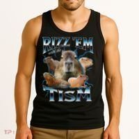 Rizz Em With The Tism Capybara Funny Oddly Dank Meme Tank Top thumb 3