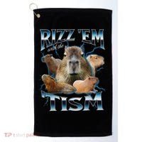 Rizz Em With The Tism Capybara Funny Oddly Dank Meme Golf Towel thumb 0