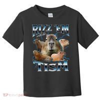 Rizz Em With The Tism Capybara Funny Oddly Dank Meme Toddler T-Shirt thumb 0