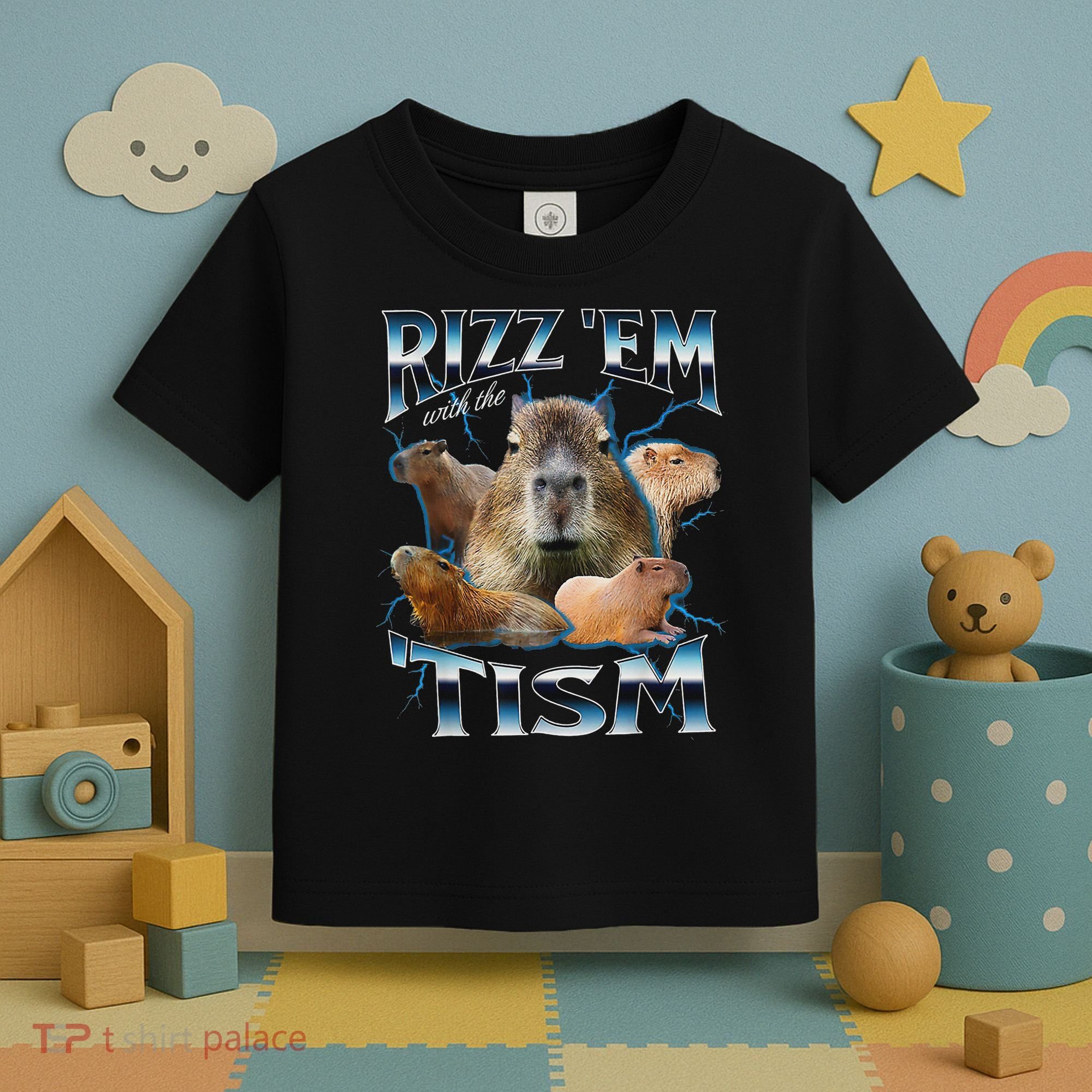 Rizz Em With The Tism Capybara Funny Oddly Dank Meme Toddler T-Shirt