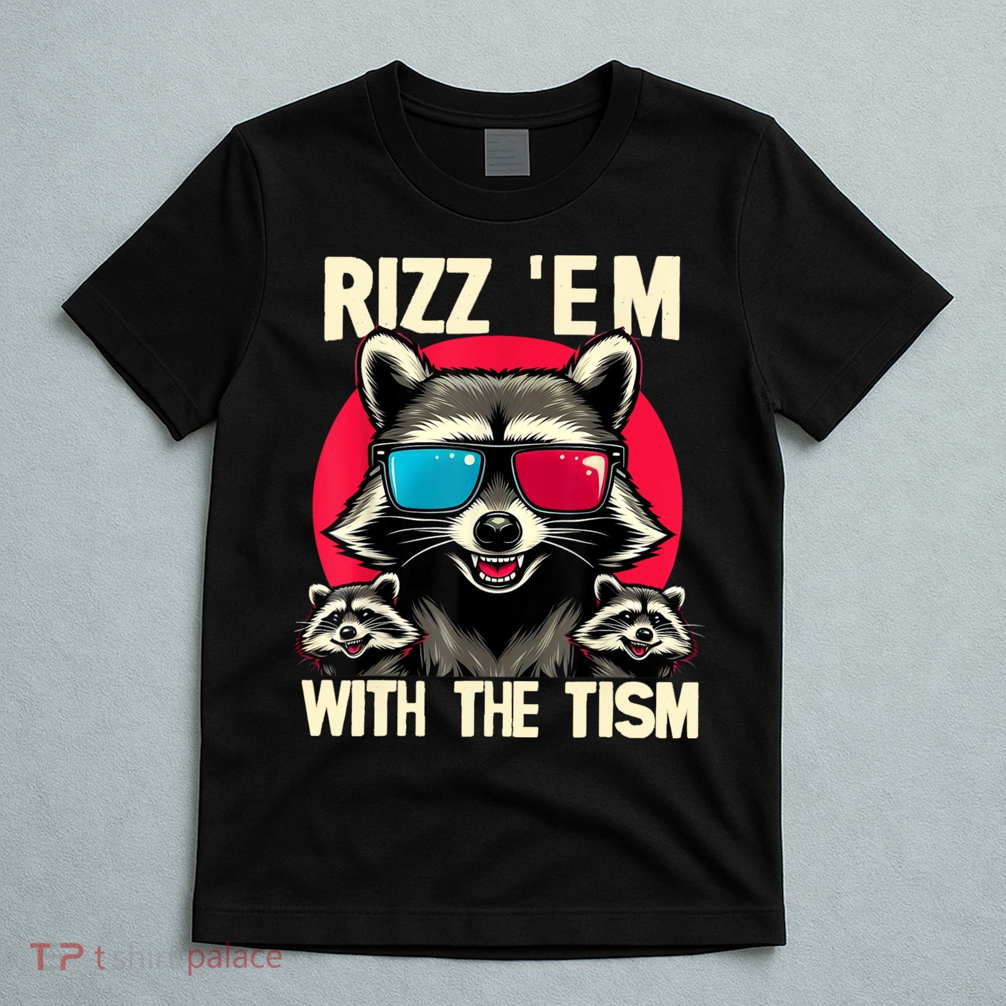 Rizz Em With The Tism Retro Vintage Raccoon Meme T-Shirt