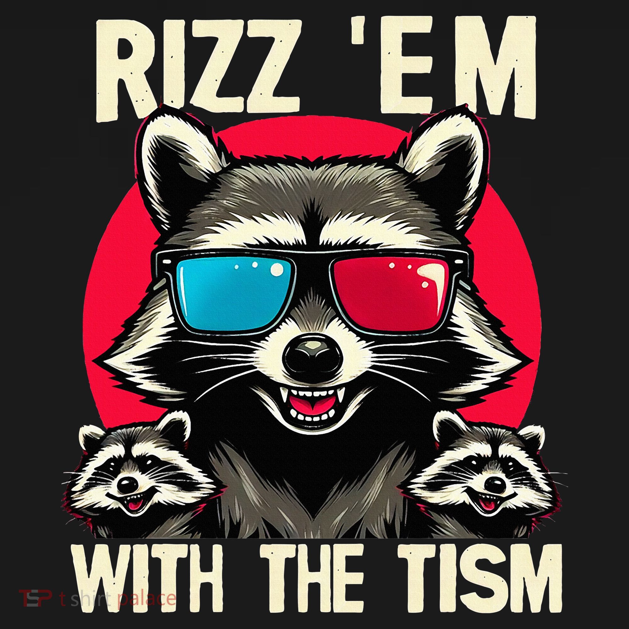 Rizz Em With The Tism Retro Vintage Raccoon Meme T-Shirt