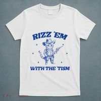 Rizz Em With The Tism Retro Cartoon Cowboy Cat Western Cute T-Shirt thumb 5