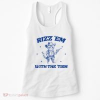 Rizz Em With The Tism Retro Cartoon Cowboy Cat Western Cute Women's Tank Top thumb 0