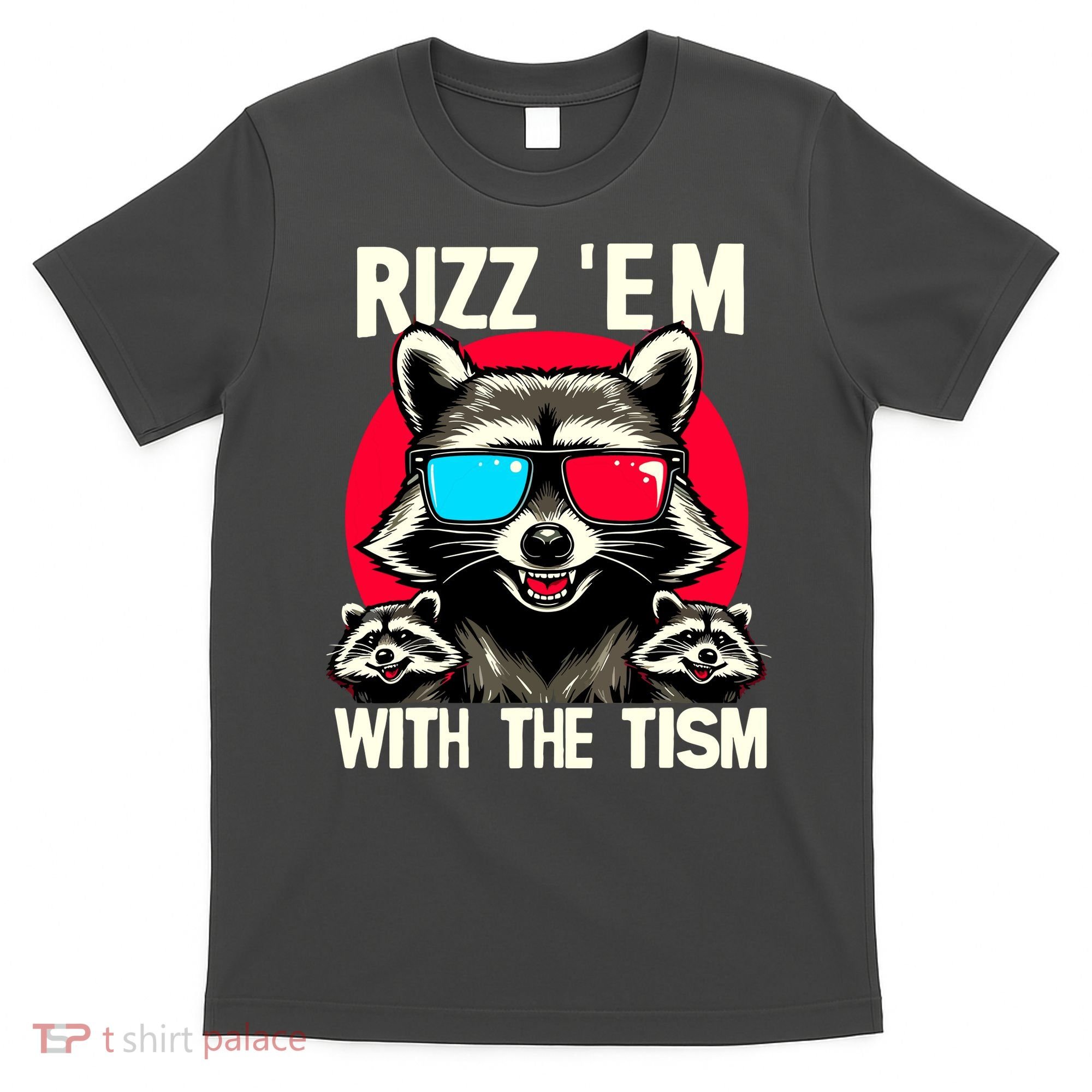 Rizz Em With The Tism Retro Vintage Raccoon Meme T-Shirt