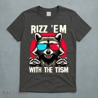 Rizz Em With The Tism Retro Vintage Raccoon Meme T-Shirt thumb 5