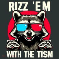 Rizz Em With The Tism Retro Vintage Raccoon Meme T-Shirt thumb 7