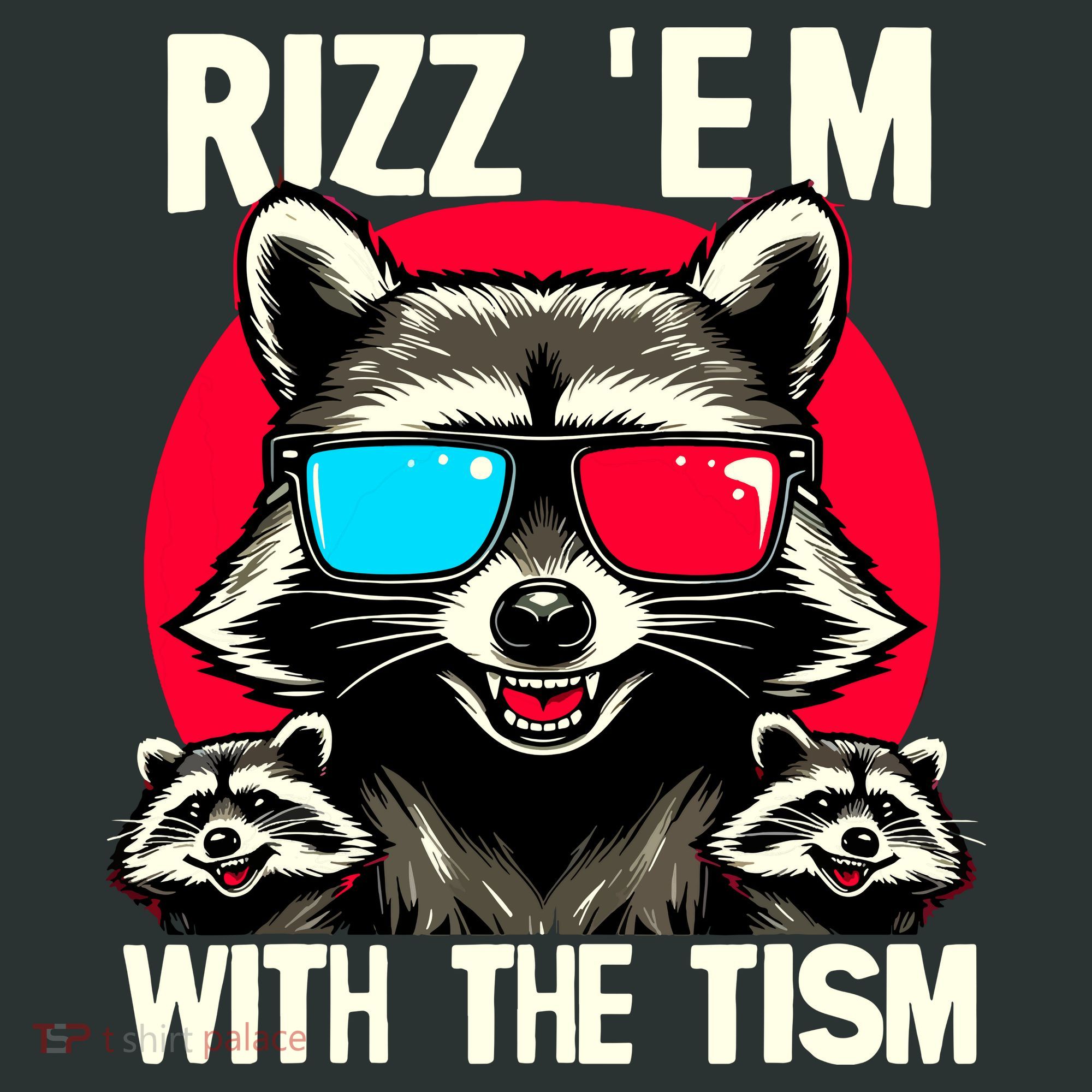 Rizz Em With The Tism Retro Vintage Raccoon Meme T-Shirt