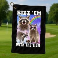 Rizz Em With The Tism Rizzler Ohio Rizz Golf Towel thumb 1