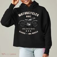 Royal Enfield Wdre Classic Motorcycle Ww2 Ladies Heavyweight Boxy Pullover Hoodie thumb 0