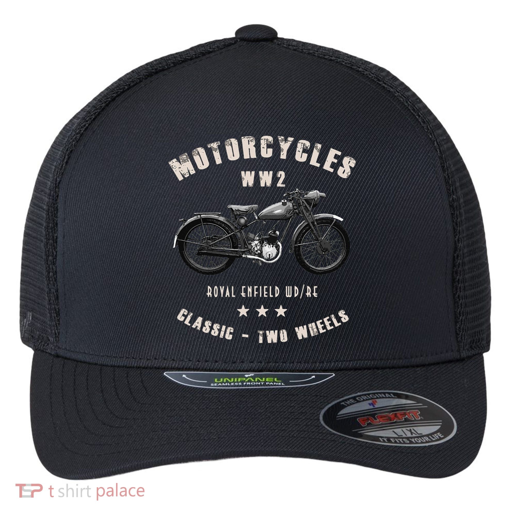 Royal Enfield Wdre Classic Motorcycle Ww2 Flexfit Unipanel Trucker Cap