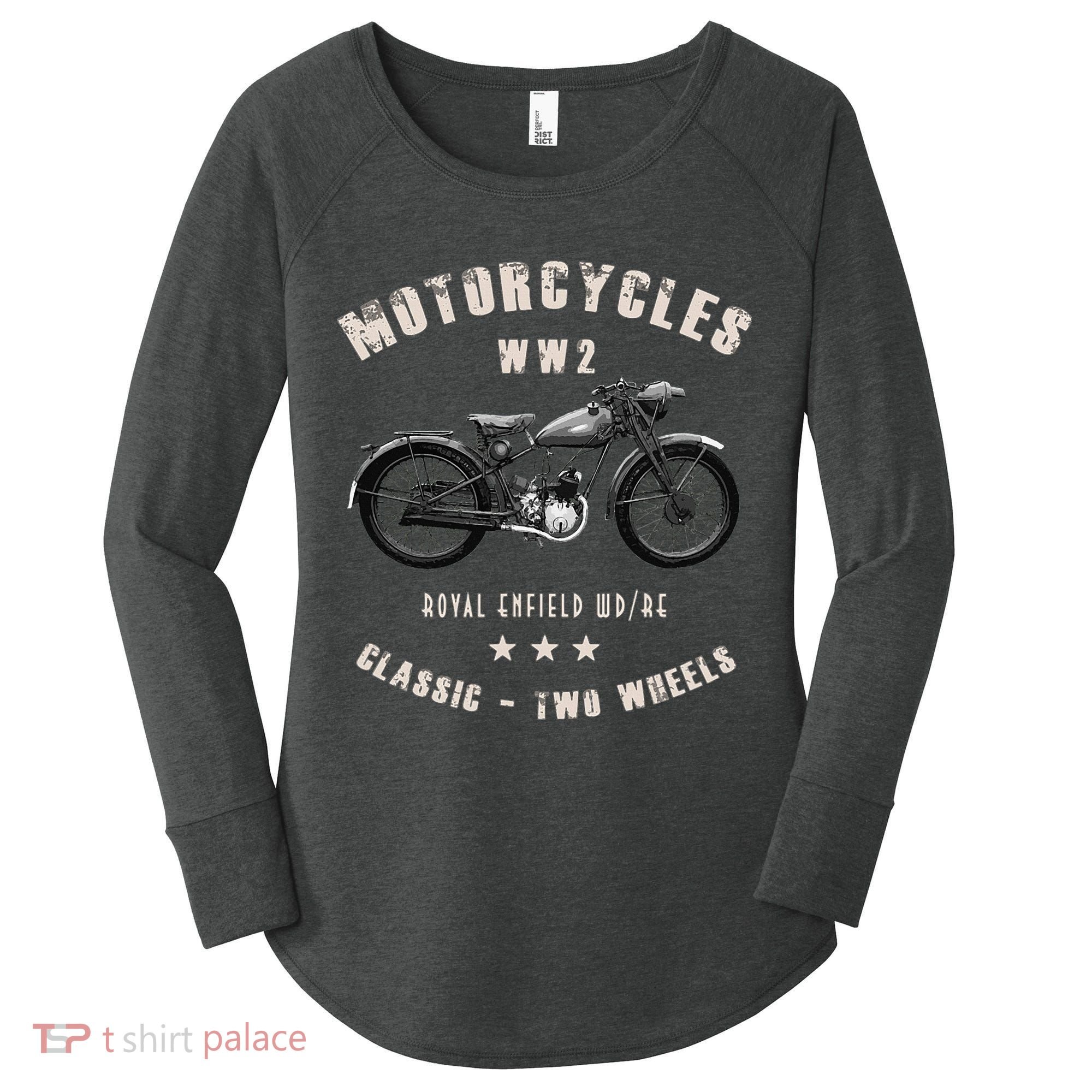 Royal Enfield Wdre Classic Motorcycle Ww2 Women's Perfect Tri Tunic Long Sleeve Shirt