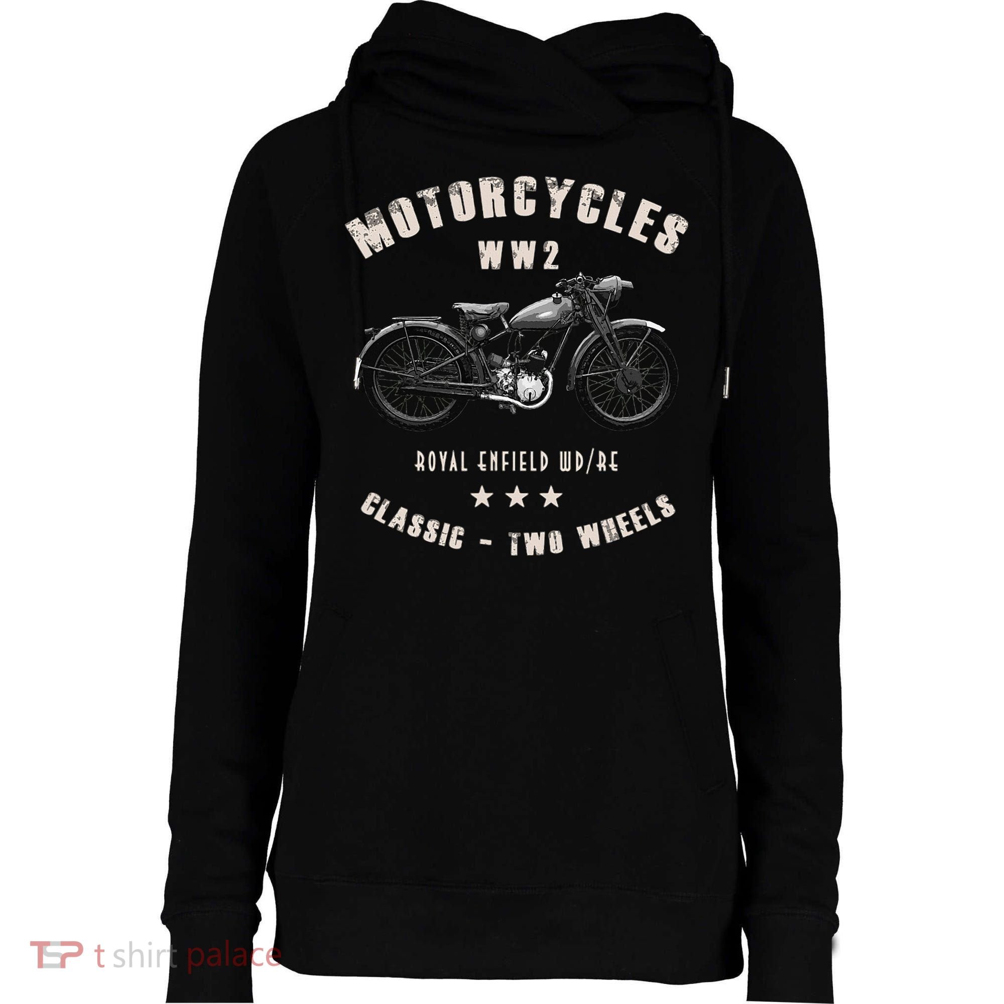 Royal Enfield Wdre Classic Motorcycle Ww2 Womens Funnel Neck Pullover Hood