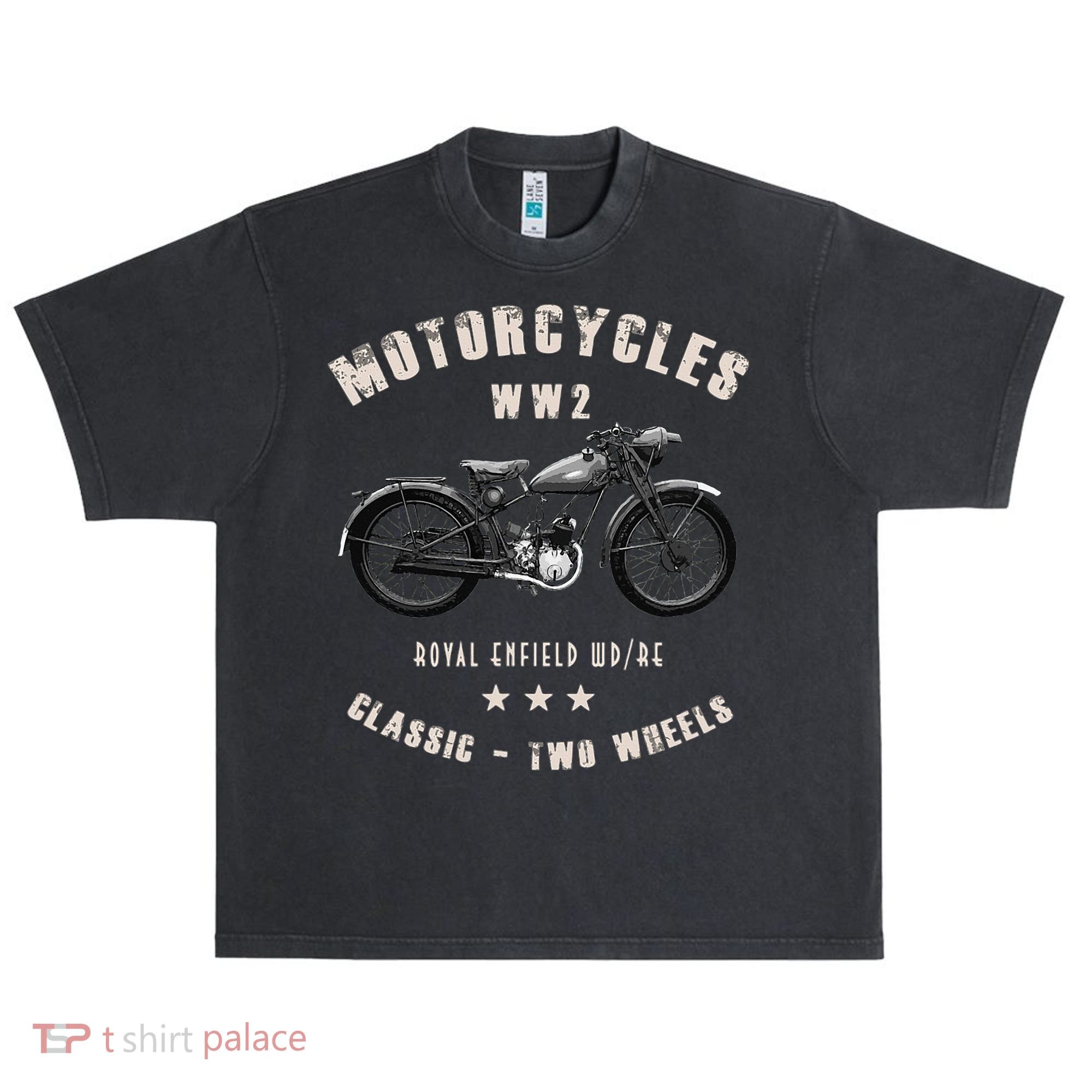 Royal Enfield Wdre Classic Motorcycle Ww2 Urban Oversized Heavyweight T-Shirt