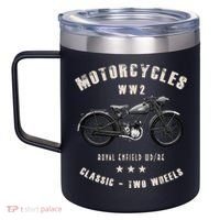 Royal Enfield Wdre Classic Motorcycle Ww2 12oz Stainless Steel Coffee Mug thumb 2