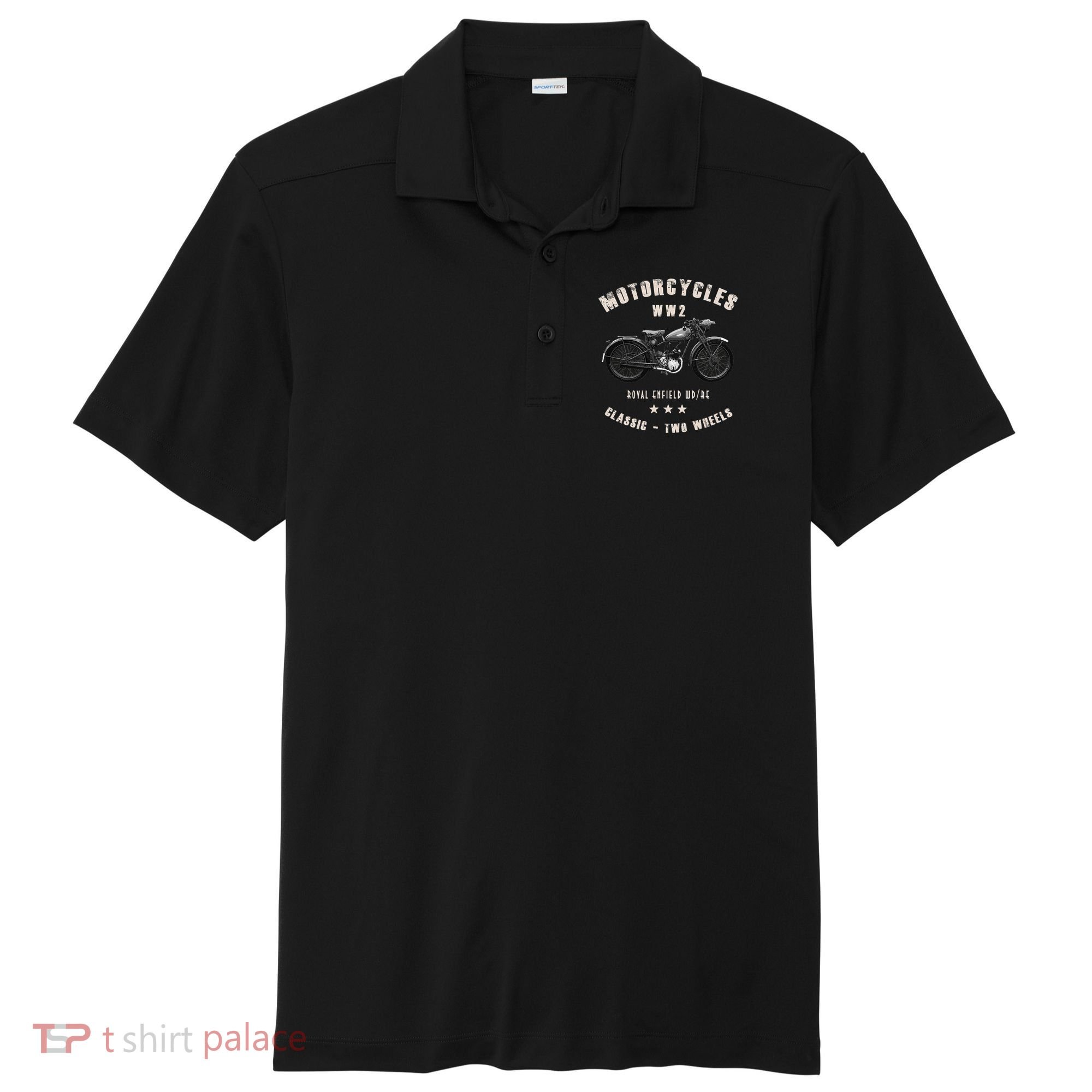 Royal Enfield Wdre Classic Motorcycle Ww2 Sport-Tek Posi-UV Pro Polo