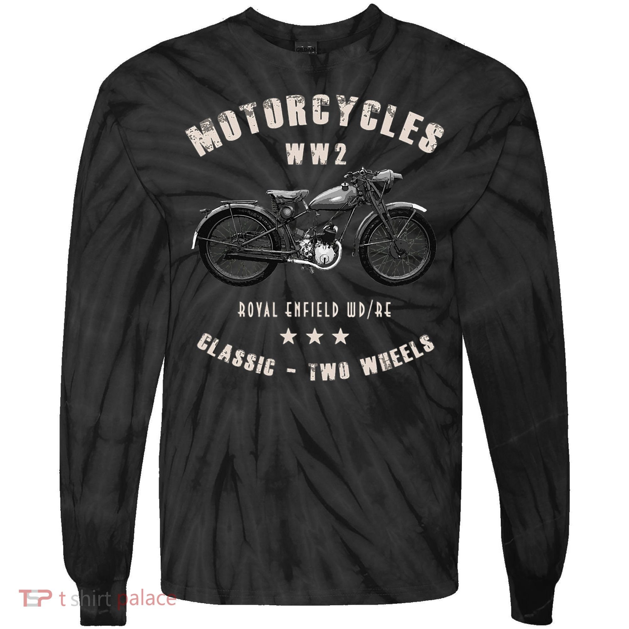 Royal Enfield Wdre Classic Motorcycle Ww2 Tie-Dye Long Sleeve Shirt
