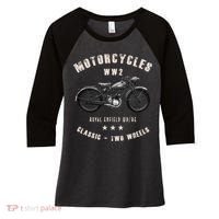 Royal Enfield Wdre Classic Motorcycle Ww2 Women's Tri-Blend 3/4-Sleeve Raglan Shirt thumb 0