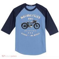 Royal Enfield Wdre Classic Motorcycle Ww2 Raglan Baseball Sleeve Shirt thumb 0