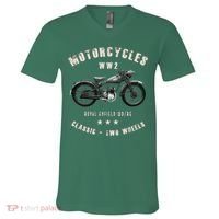 Royal Enfield Wdre Classic Motorcycle Ww2 V-Neck T-Shirt thumb 0